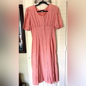 Vintage Dress Be Smart Label Pink Floral Button-Down Dress